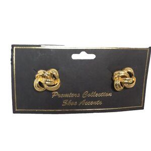 Vintage PREMIERE COLLECTION Shoe Clips Accents, Gold Color With Abstract Shape.